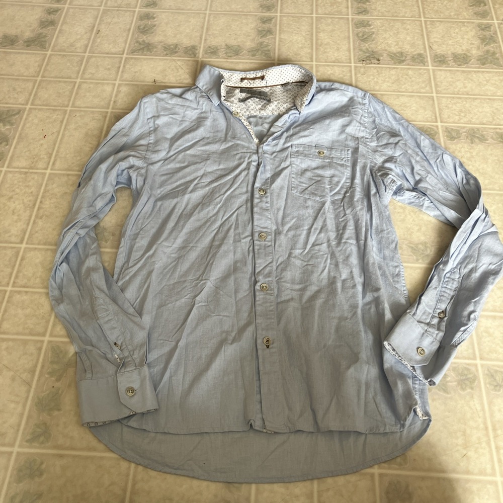 Ted Baker London Women's Light blue Linen bl Button Down Size 4 Preppy Old Money